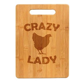 Bamboo Wood Cutting Board Crazy Chicken Lady