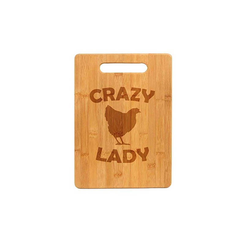 Bamboo Wood Cutting Board Crazy Chicken Lady