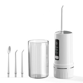 Water Flossers for Teeth - 4 Jets 3 Modes Portable Cordless Water Flosser for Teeth Cleaner, IPX7 Waterproof Oral Irrigator Rechargeable for Travel Home,Gums, Braces Care (White)