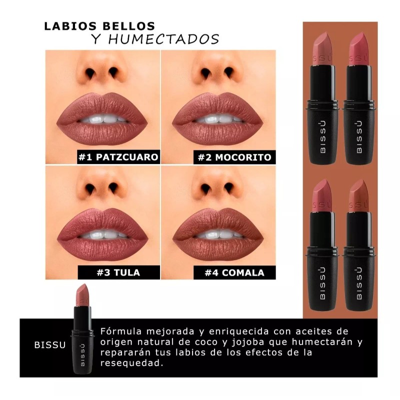 Bissú Labial Bissu Humectantes Tonos Nude Cafe 8 Piezas