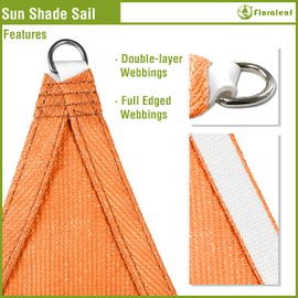 FLORALEAF Right Triangle Sun Shade Sail Orange 4'x10'x11' Air Permeable Shade Cloth Heavy Duty Canopy Awning for Patio Backyard Lawn Garden Outdoor