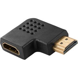 Poppstar HDMI Right-Angle Plug Type A, Right-Angle, Angle 270 & 90 Degree, Right-Angle Adapter, HDMI Jack Socket / HDMI Plug 19 Pin, Full HD, Audio / Video, 24 Karat Gold-Plated Contacts