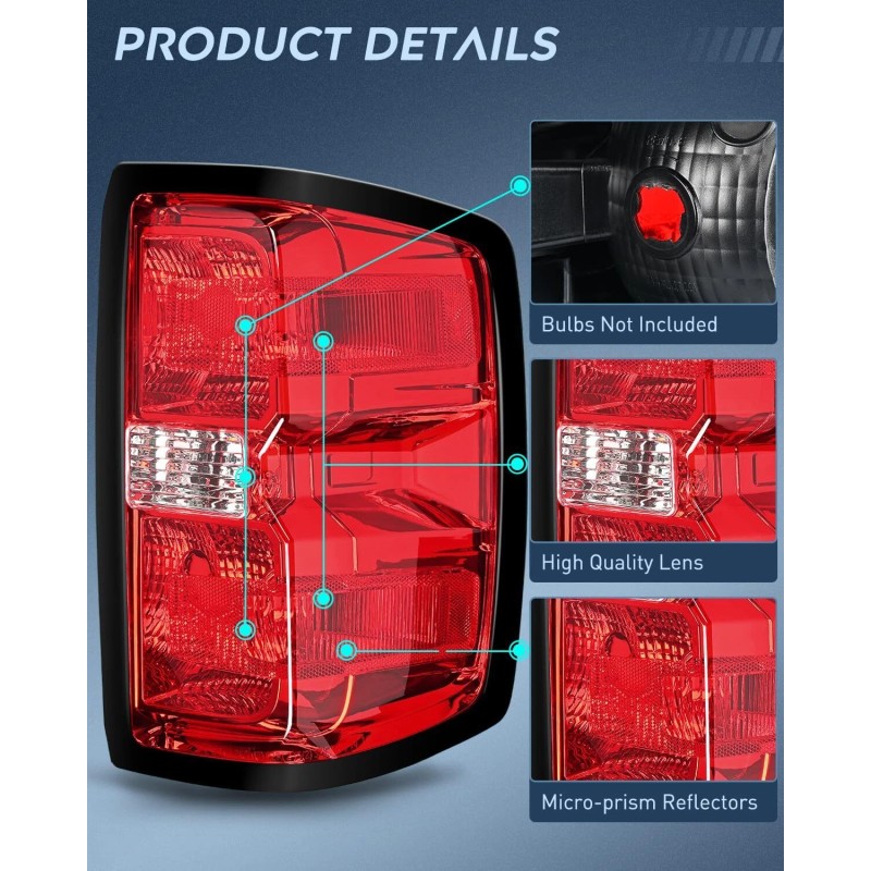 Nilight Taillight Assembly for 2014-2019 Chevy Silverado 1500 2500 HD