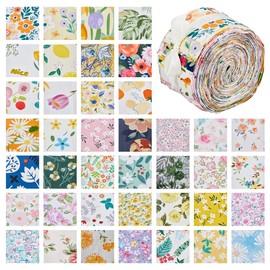 DICOSMETIC Pack of 40 Jelly Roll Fabric Cotton Fabric Quilting Stripes Floral Pattern Fabrics Cotton Strips Bundle for Sewing Crafts Blankets Rugs Upholstery Home Decor