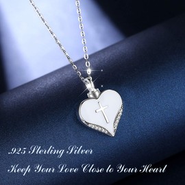 EUDORA Harmony Ball Heart Moonstone Ash Urn Necklace for Women Sterling Silver 925, Vintage Compass Cremation Chain Jewellery Memorial Urn the Ashes, Keepsake Funeral Locket Pendant, 20 Inches,