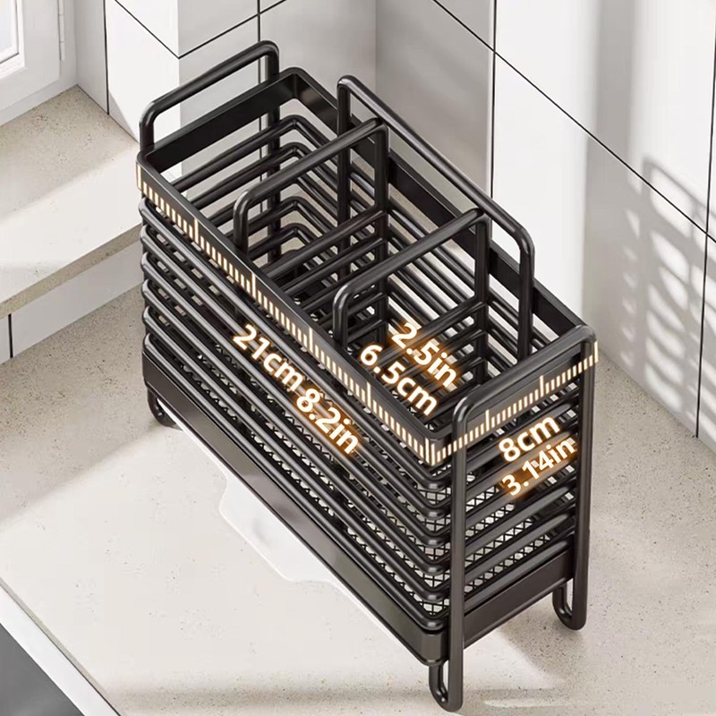 Kitchen Utensil Holder, Silverware Organizer Holder, Kitchen Counter Drainer Basket