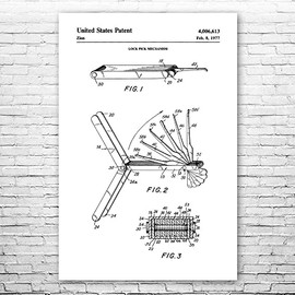 Lock Pick Set Poster Print (12x18) Lock Pick Art, Locksmith Gift, Workshop Decor, Engineering Gifts, Lock Picking Gift Black & White