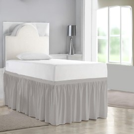 Wrap Around Bed Skirt for Twin XL Bed with Extra Long 36", Drop Stylish & Durable Dust Ruffle for Twin XL Bed, Cotton Blend, Wrinkle Resistant & Machine Washable, Dorm Essentials Bed Skirt