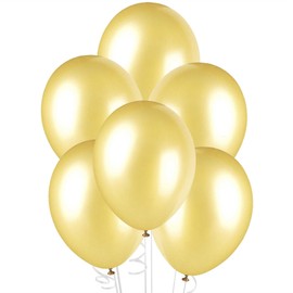 SHATCHI Metallic Colour Pearlized 12" Helium Quality Latex Balloons Birthday Wedding Anniversary Christening Christmas Communion Party Decoration Baloon, Gold, 10pcs
