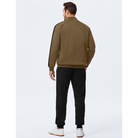 JMIERR Track Suits for Men Set 2 Piece Airport Outfits Long Sleeve Sweatshirts & Joggers Sweatpants Fall Tracksuit Sweatsuits Matching Lounge Sets, Large, Khaki