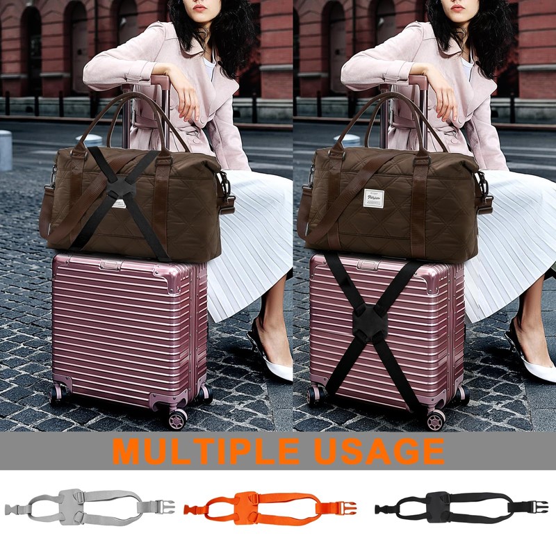 3 Pack Luggage Straps Bungee Cords, Secure Belt with Buckles,
