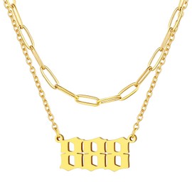Paperclip Necklace Gold Angel Number 888 Choker Layering Necklaces for Women Gifts for Her