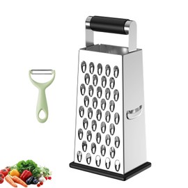 Cheese Grater Set - 4-Sided Stainless Steel Grater with Universal Peeler - Kitchen Grater & Peeler for Vegetables, Cheese, Potatoes