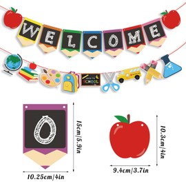 Welcome Back to School Banner, Welcome to Kindergarten Decorations for Classroom, New Grade Pennant Photo Props Supplies for School Classroom Hanging Decor