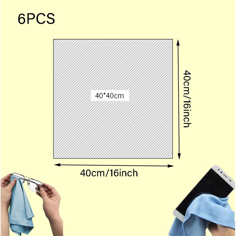 6-Pack Microfiber Cleaning Cloths, 16x16 Inch, Lint-Free for Windows, Glasses,