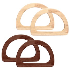 4Pcs D-Shaped Wooden Handbag Handle Wood Bag Oval Handles Frame Wooden Purse Handle Replacement Handmade Purse Handle Tool for Handbag DIY Accessories