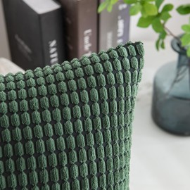 MIULEE Set of 2 Corduroy Cushion Covers, Decorative Cushion Covers, Sofa Cushion, Decorative Cushion, Couch Cushion Cover for Living Room, Bedroom, 30 x 50 cm, Dark Green