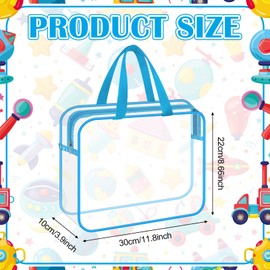 WWmily 6 Pack Zipper Toy Storage Bags with Handles 11.8x8.6x3.9 Inch Clear Storage Bags PVC Waterproof Toiletry Bags Toy Organizing Bags for Building Blocks Puzzle (6 Colors)