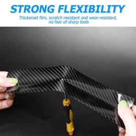 Adunsiaoto Car Door Sill Protector Strips, Carbon Fiber Car Door Bumper Protection Strips, Carbon Fibre Vinyl Wrap Tape Car Door Sill Protector Sticker, for Universal SUV Truck(Black/5cmx5m)