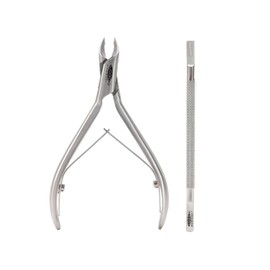 Cricket Logo ½ Jaw Nipper and Cuticle Pusher Professional Nailcare Set for Pushing back Cuticles, Professional Trimmer and Cuticle Remover, Luxury Fine Sharp Tip, Stainless Steel