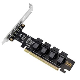 PH49 PCIe4.0 X16 to 4-Port U.2 NVME SFF-8643 SFF-8639 Expansion Card Support X4 X8 X16 Slot Motherboard with PCIE Split Function (Full Height)