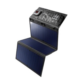 Elecom MPA-S03BK Solar Charger, Solar Panel, 21W, 3 Pieces, 2 Ports, 1 USB-C / 1 USB-A, Foldable, Digital Ammeter, Kickstand Included, Pocket, Hanging Hole, Black