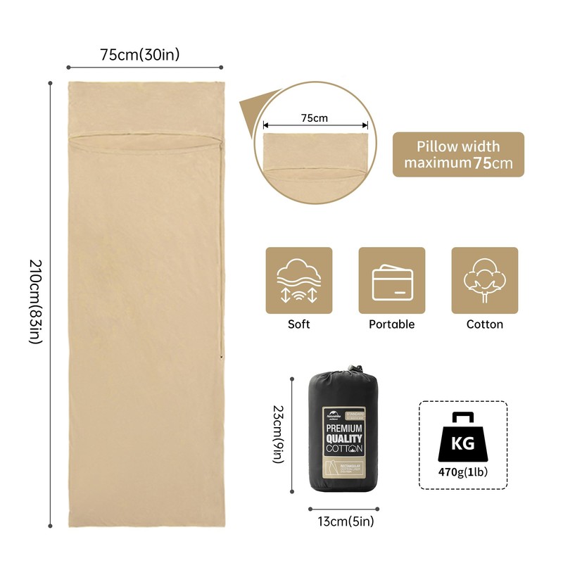 Naturehike Hut Sleeping Bag, 100% Cotton Silk Sleeping Bag, Ultra