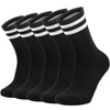 Ultrafun 5 Pairs Striped Crew Socks Cotton Cushioned Athletic Sports