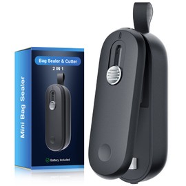 ODSD Mini Film Sealer 2-in-1 Bag Sealer with Cutter Sealing Machine Hand Sealing Device for Plastic Bags Bags Chip Bags Food Storage Snack (Black)