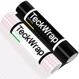 TECKWRAP Glossy Black Permanent Vinyl & Transfer Tape for Vinyl-12 x 10 FT w/Red Alignment Grid Transfer Paper, Medium Tack Transfer Tape Black Vinyl Bundle for Decals, Signs Stickers,Home Decor