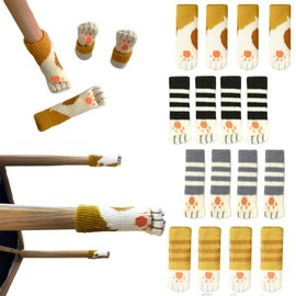16Pcs Cat Chair Socks for Chair Leg Floor Protectors Cat Paw Chairs Socks, Chair Leg Socks for Hardwood Floors to Avoid Scratches and Reduce Noise，Knitted Reusable (Yellow Stripe)