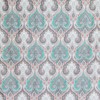 Decorative Fabric Shower Curtain: Teal Pink Grey Damask Design