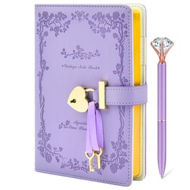 Notebook with Lock, Diary with Lock B6, Diary Cute, Diary with Lock, PU Leather, Refillable, Student, Notebook with Lock, Stylish, Stationery, School Supplies, Anniversary, Birthday, Children