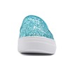 FEVERSOLE Mocasines planos informales para mujer, Plataforma turquesa con purpurina,