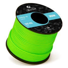 Abma Cord Paracord 0.09 inch (2.4 mm) Tactical Cord, 98.8 ft (30 m), 4 Cores, Parachute Cord 275, Nylon Rope, Load Capacity 275 lbs (125 kg) - Neon Green