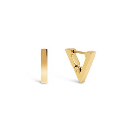 SINGULARU - Pirámide Earrings - Stainless Steel Earrings with 18 Carat Gold Plating - Triangle Earrings with Congo / Click Closure - Various Designs - Jewellery for Women, Yellow Gold