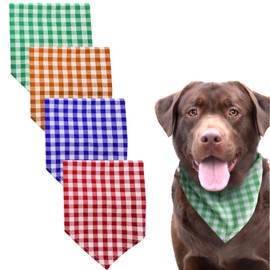 RonyPup Cotton Dog Bandanas | Pack of 4 | Breathable Premium Fabric for Medium to Large Dogs Puppies Pets| Dog Scarf