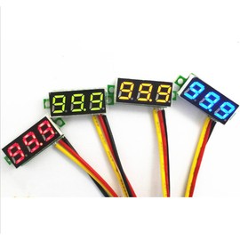 JacobsParts Ultra-small 0-100V DC 3-Wire Voltmeter 3-Digit LED Volt Meter Voltage Tester - Yellow