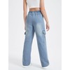 EXARUS Girls Jeans Baggy Pants Wide Leg Cargo High Elastic