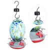 Hummingbirds Water Feeder Colorful Painting Glass Bird Feeding Tool for