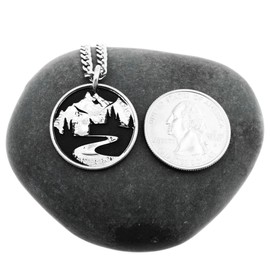 Trail Necklace, Mountain Hiking Jewelry, Engraved Hand Cut Coin, By NameCoins