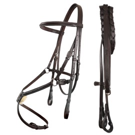 Exion Horse Figure 8 Bridle with Leather Laced Rein | English Jumping Figure 8 Bridle for Horses