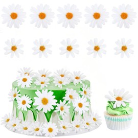 20PCS Flower Cupcake Toppers Flower Cupcake Picks Flower Theme Spring Birthday Wedding Bridal Baby Shower Birthday Party Decoration Supplies Pink (white 3)