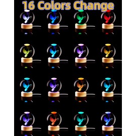 DIGFPWT 3.15 inch Pigeon Crystal Ball lamp,3D Bird Crystal Ball Night Light with Wooden Base, Peace Dove Lamp, 16 Colors Change with Remote Control (Panda)