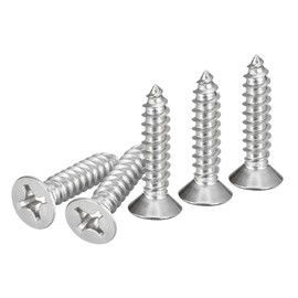 DTGN 50Pcs #12x1" Flat Head Wood Screws, 304 Stainless Steel Phillips Self Tapping Screws - Good for Woodworking, Furniture - Silver