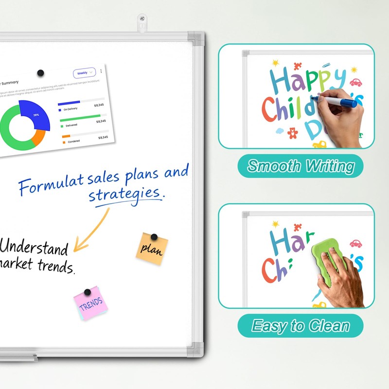 Lockways Dry Erase Board, 18 x 12 Magnetic Whiteboard Dry