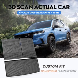 KUST Cargo Mat for 2023-2025 Honda Pilot, All Weathr Trunk Mat with Back Seat Protector for Pilot Accessories TPE Rubber Cargo Liner Backrest Mat High Side