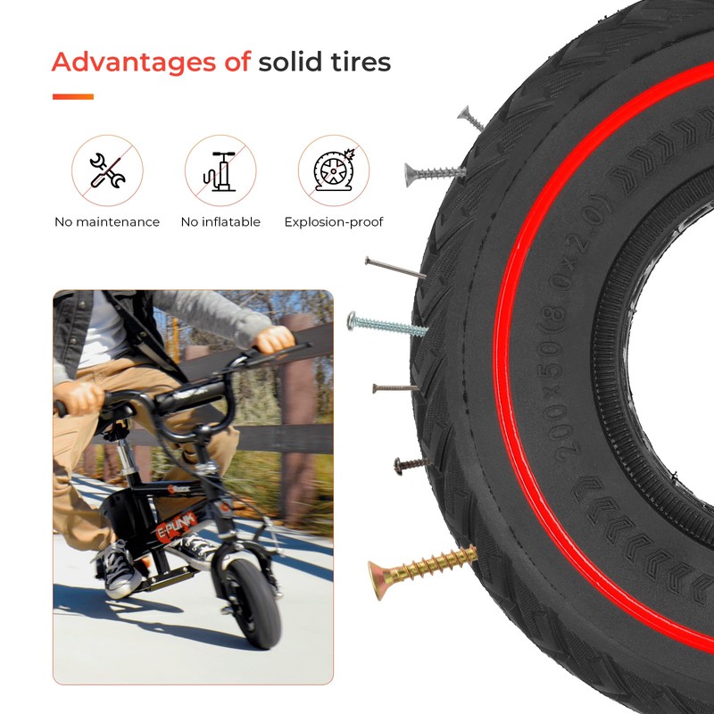 LUCK4U 200 x 50 Solid Scooter Tire For Razor E100