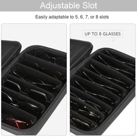 Bukere Travel Sunglasses Organizer Case Adjustable Slot For Multiple Eyeglasses Hard-shell Portable Storage Box for Men Women