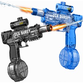 Electric Water Gun, High Speed Continuous Shooting, Electric Water Gun, Transparent Body, LED Interlocking Ejection Light, Space Pistol, Reaction Design, 13.5 fl oz (400 ml), Large Capacity Tank